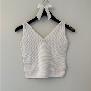 Express White Knit Crop Top